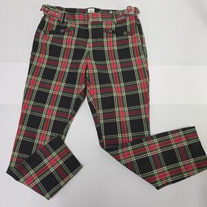 GAP Womens Black Red Green Plaid Tartan Slim Ankle Pants Size 6 Punk Vintage